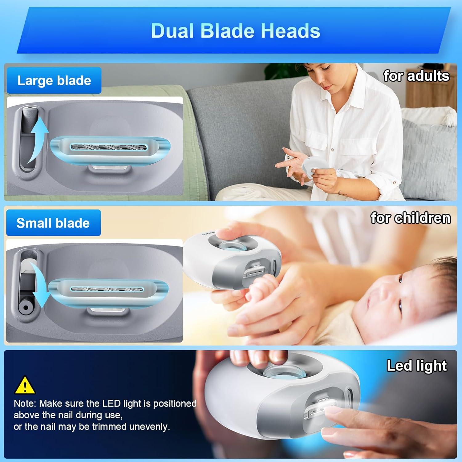 Cortador de Uñas Eléctrico Jovareneo con Luz LED y Doble Cuchilla