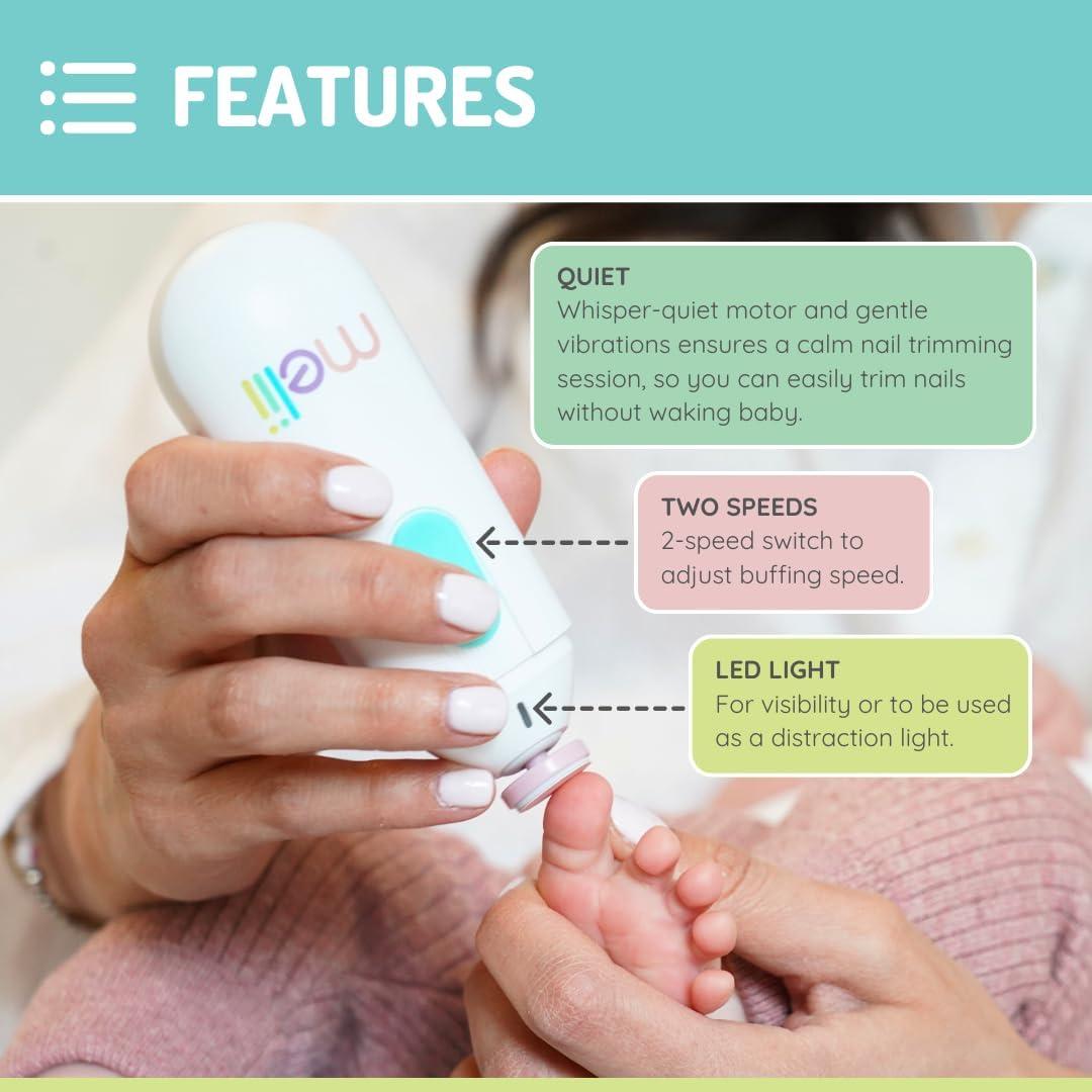 Lima de Uñas Eléctrica Melii para Bebés y Niños - 5 Discos