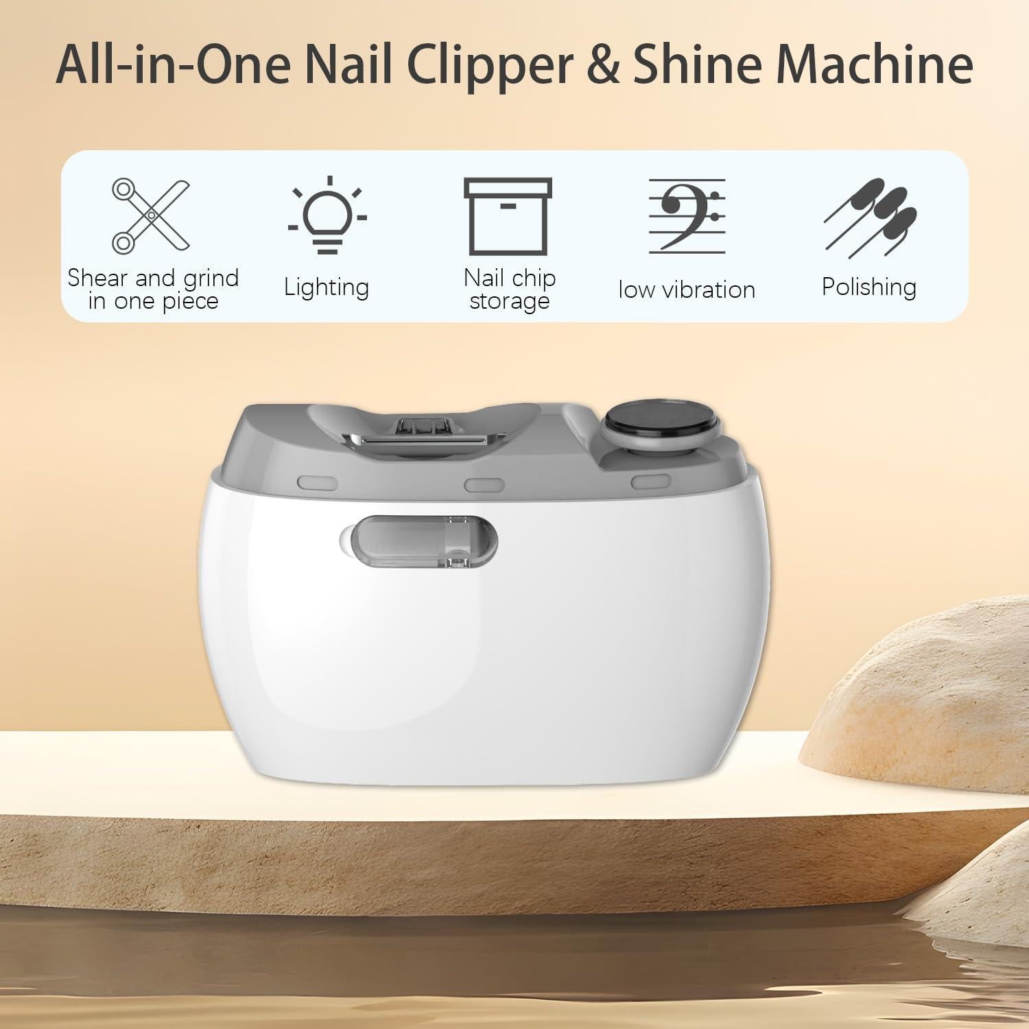 Cortador de Uñas Eléctrico CAIJINEW 2 en 1 Recargable con Luz LED