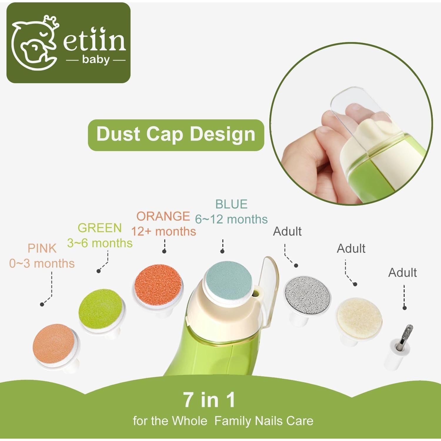 Cortador de Uñas Eléctrico Etiin para Bebés con Luz LED