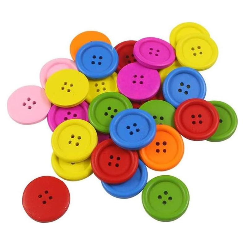 Botones de Madera Grandes 30mm 30 Piezas Colores Mixtos 4 Agujeros