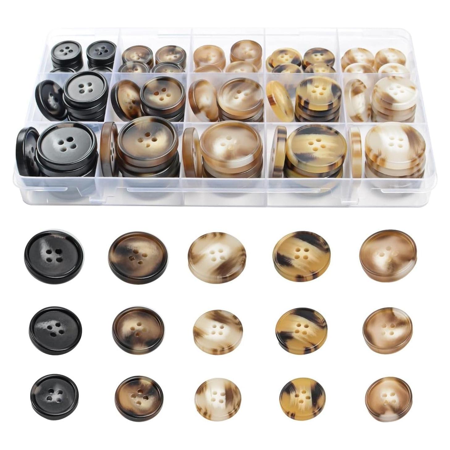 110 Botones de Costura OELFFOW Redondos 15-25mm Resina
