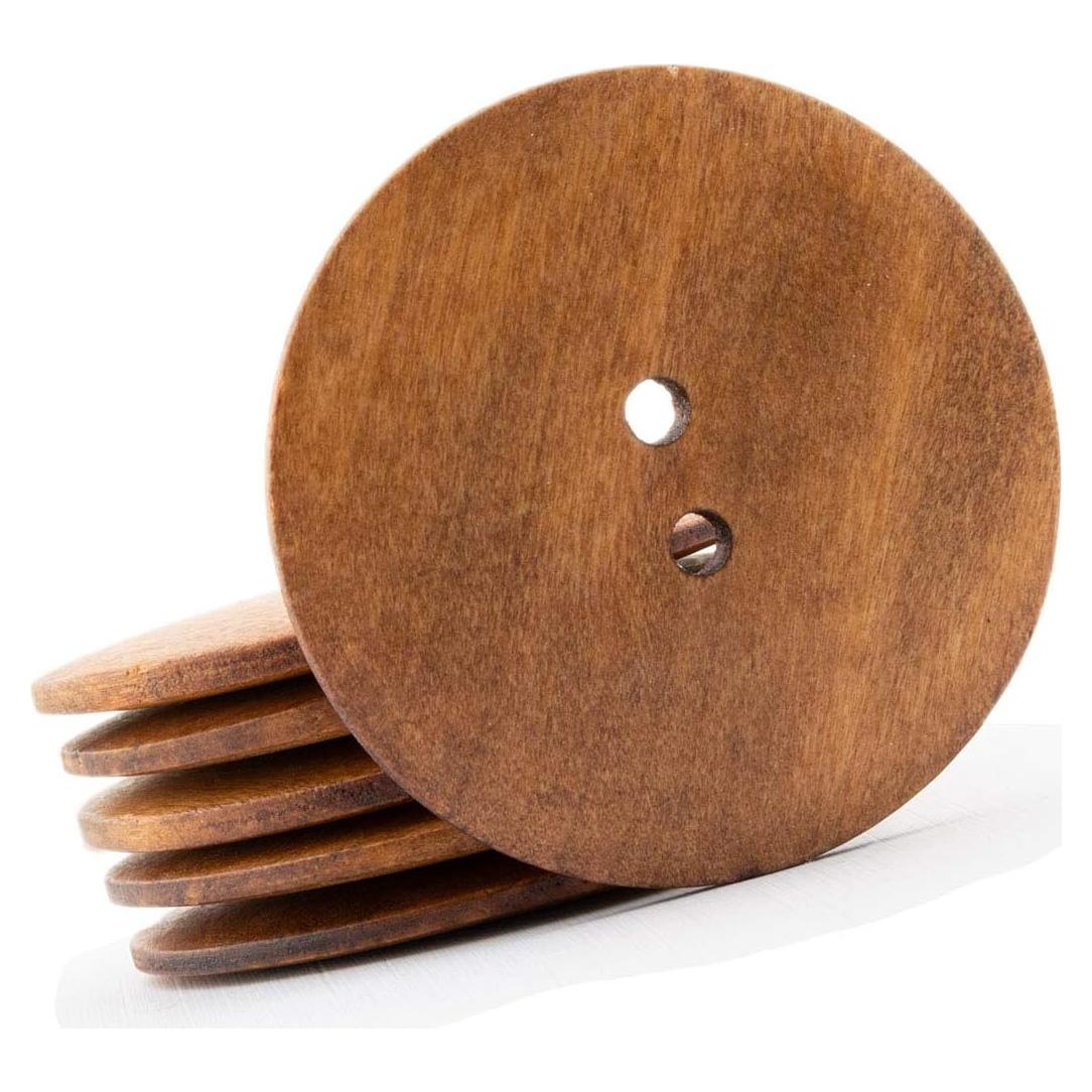 Botones de Madera Grandes Marrones 30pcs Summer-Ray 60mm