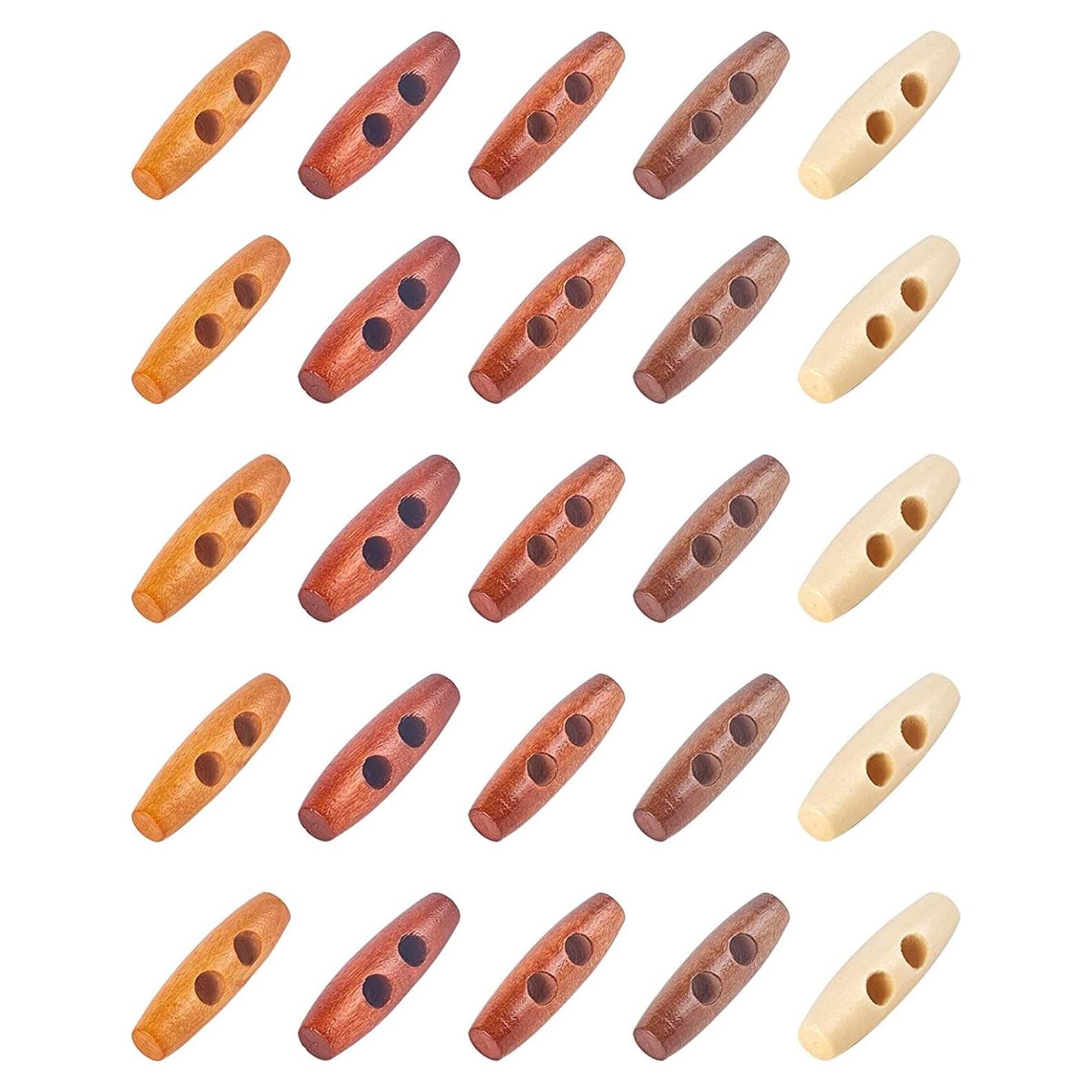 Botones de Madera Ovalados NBEADS - 100 Pcs 4 cm 2 Agujeros