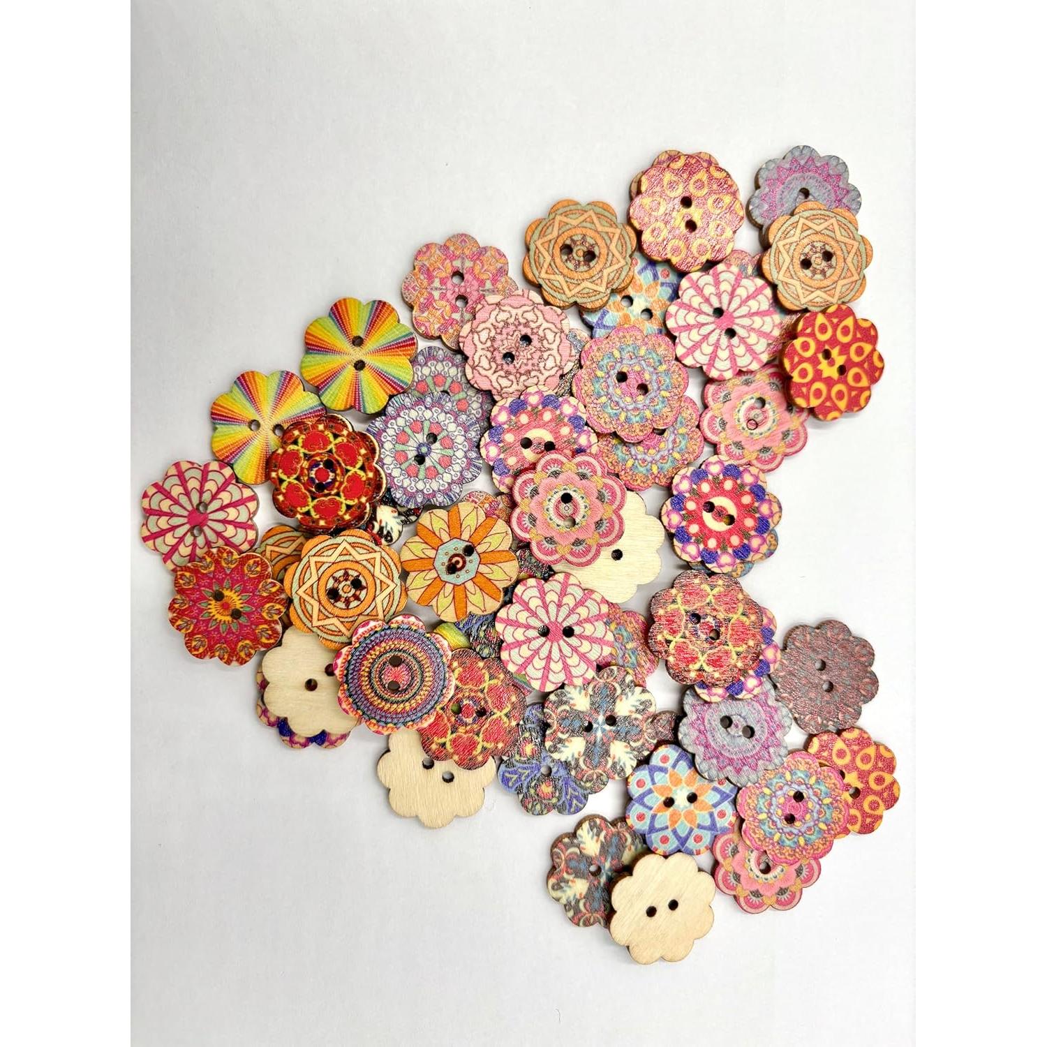 150 Botones de Madera Vintage Mahaohao 20mm Patrón Mixto