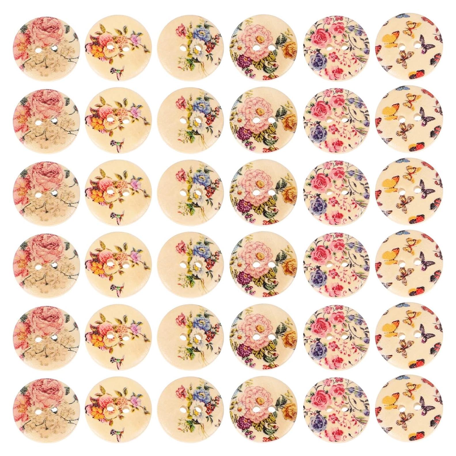 Botones de Madera ULTNICE Flores 20mm 100pcs Decorativos