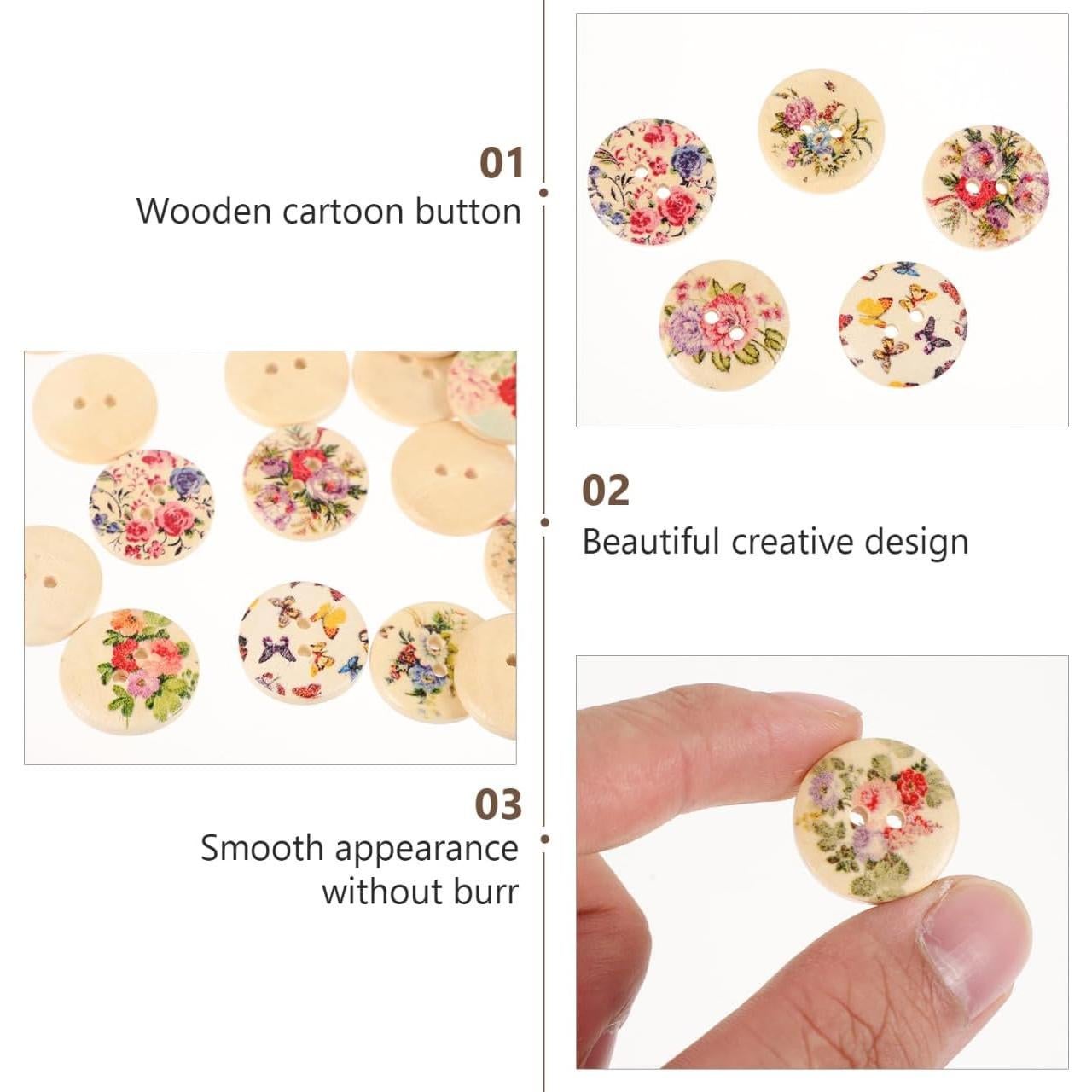 Botones de Madera ULTNICE Flores 20mm 100pcs Decorativos