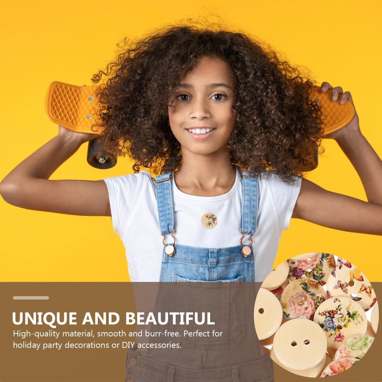 Botones de Madera ULTNICE Flores 20mm 100pcs Decorativos