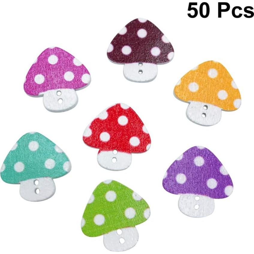 Botones de Madera SUPVOX 50pcs 23mm Color Mezclado DIY