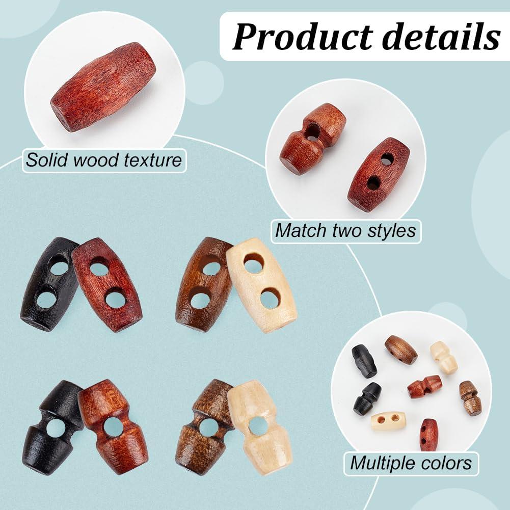 Botones de Madera FINGERINSPIRE 64 Piezas 15mm y 18mm