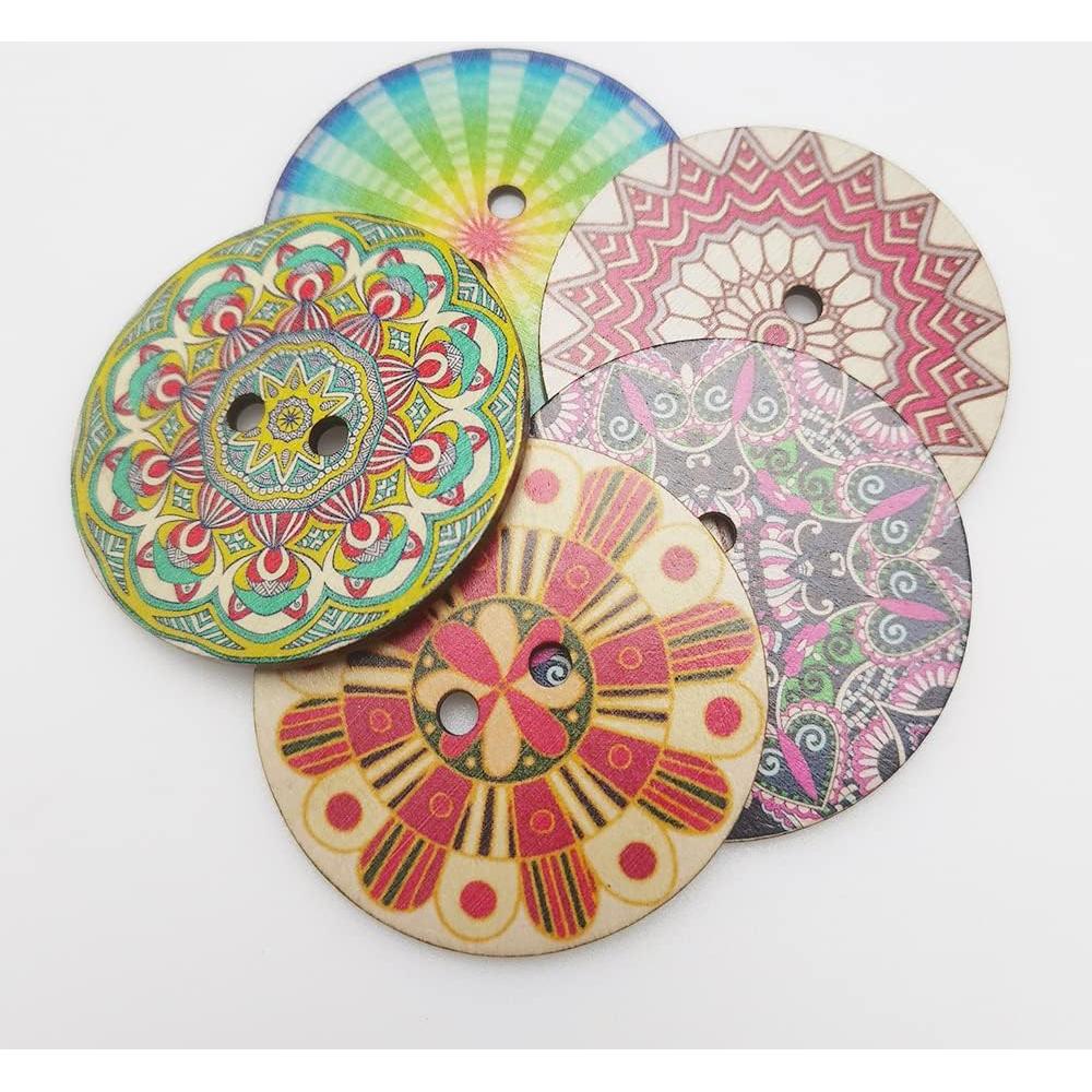 Botones de Madera Chenkou Craft 30pcs 75mm Multicolor