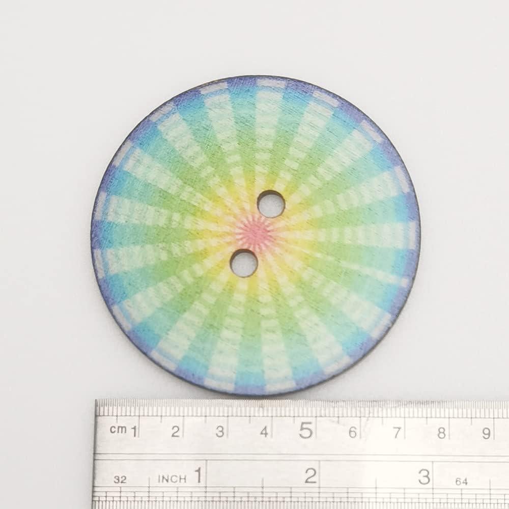 Botones de Madera Chenkou Craft 30pcs 75mm Multicolor