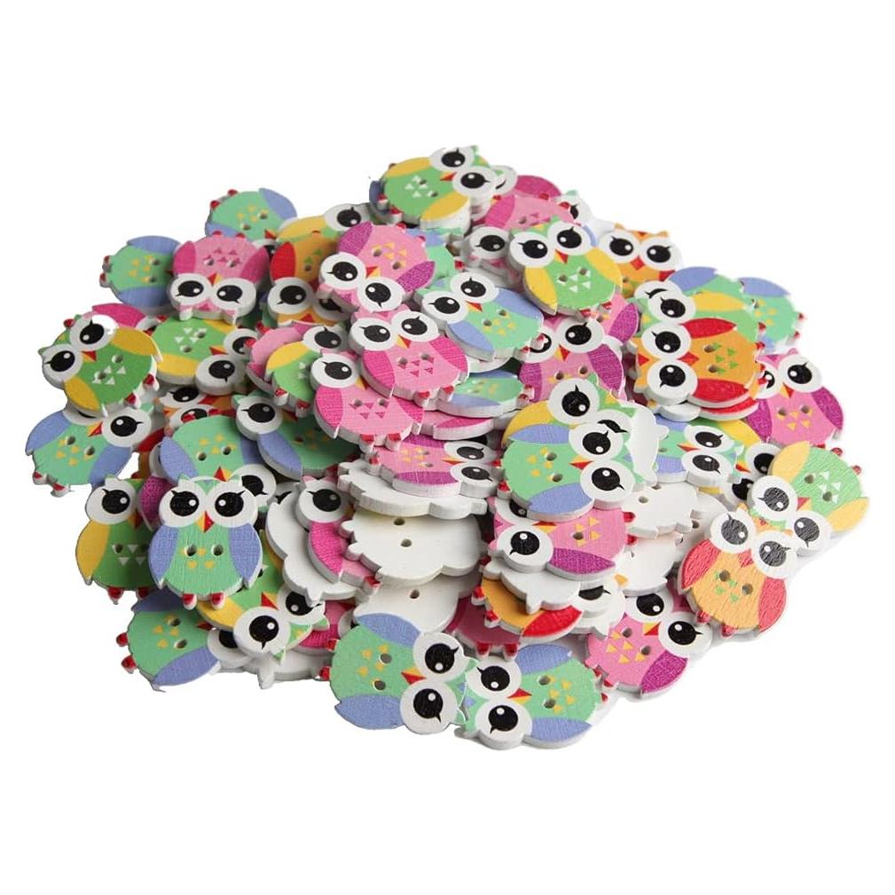 100 Botones de Madera Coloridos Opexicos 2 Agujeros 1.9x2.5cm