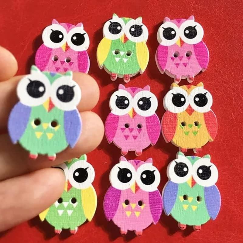 100 Botones de Madera Coloridos Opexicos 2 Agujeros 1.9x2.5cm