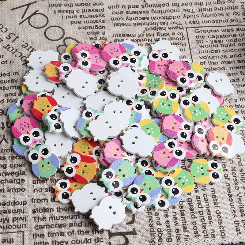 100 Botones de Madera Coloridos Opexicos 2 Agujeros 1.9x2.5cm