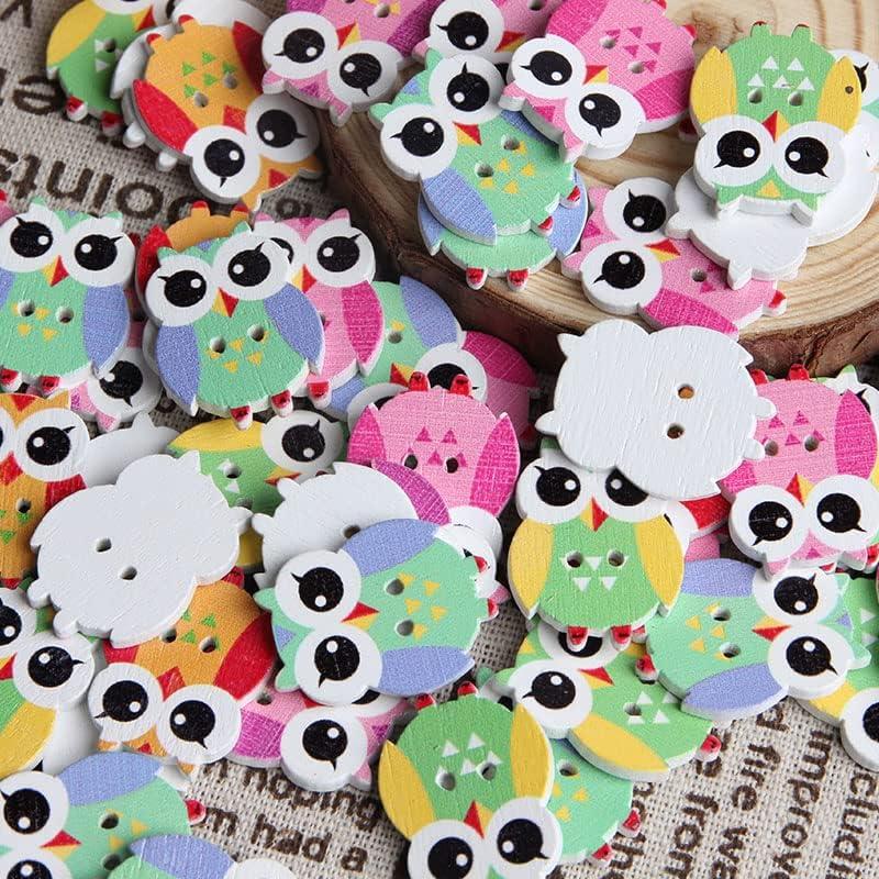 100 Botones de Madera Coloridos Opexicos 2 Agujeros 1.9x2.5cm