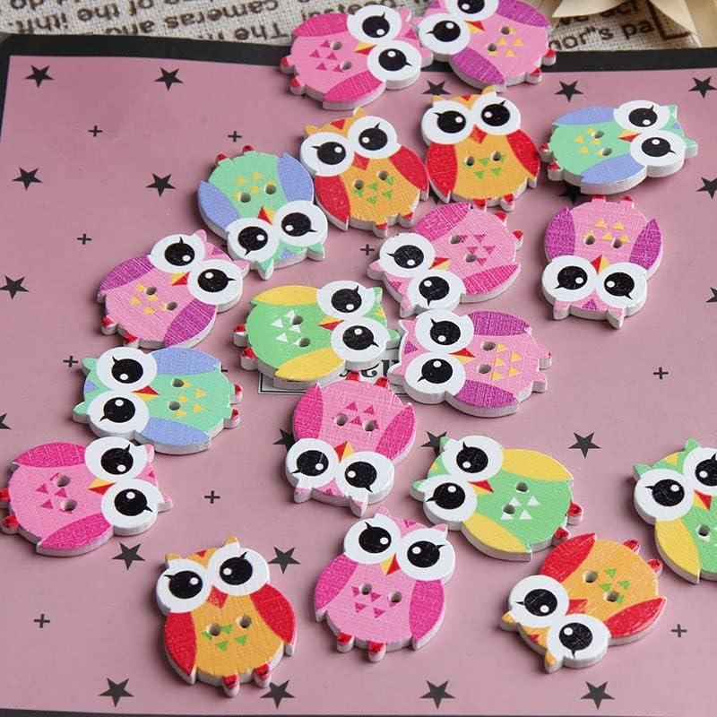 100 Botones de Madera Coloridos Opexicos 2 Agujeros 1.9x2.5cm