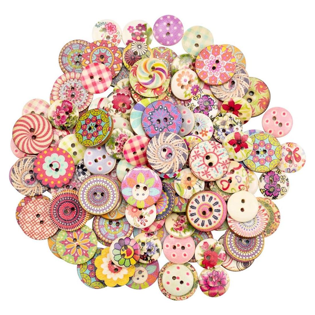 Botones de Madera Mixtos 400pcs 15mm y 20mm Foraineam