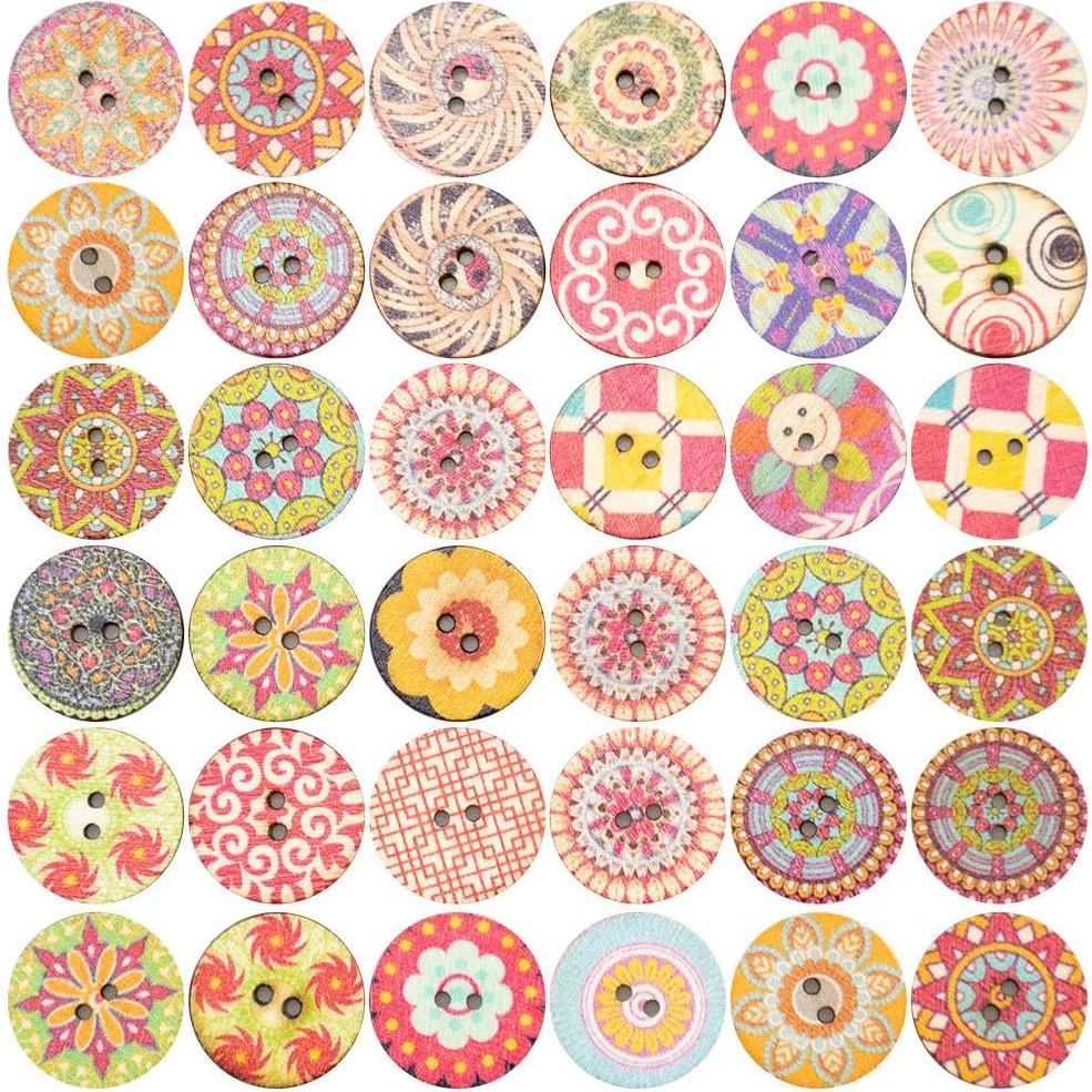 Botones de Madera Mixtos 400pcs 15mm y 20mm Foraineam