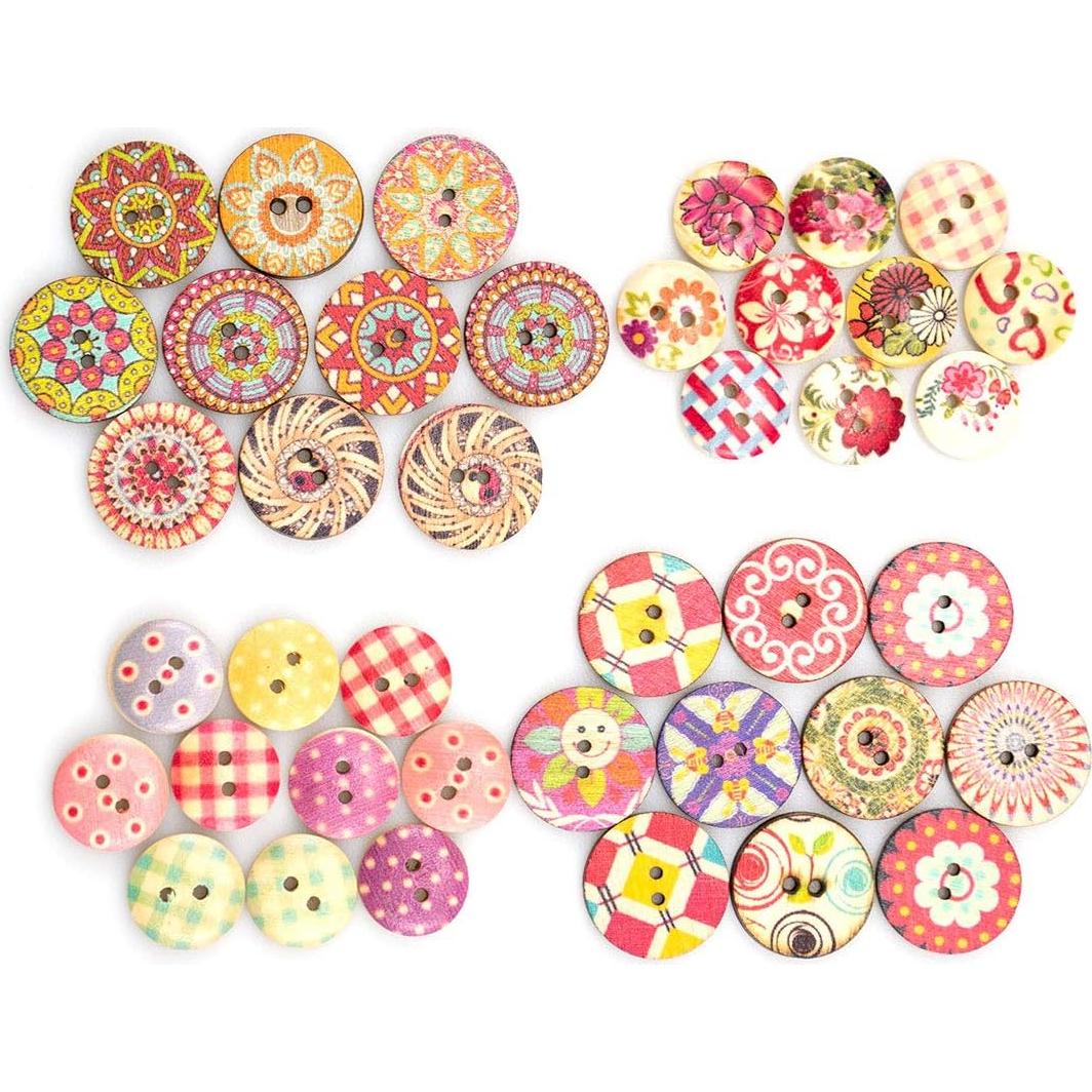 Botones de Madera Mixtos 400pcs 15mm y 20mm Foraineam