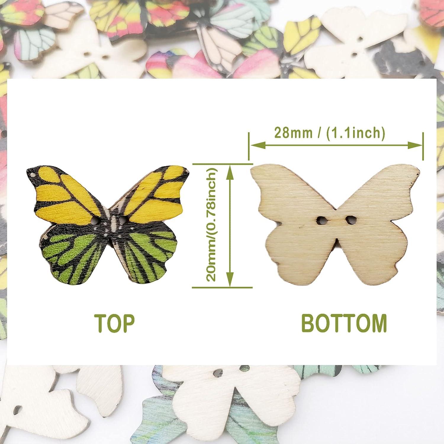 100 Botones de Mariposa de Madera Alfykym 25mm DIY