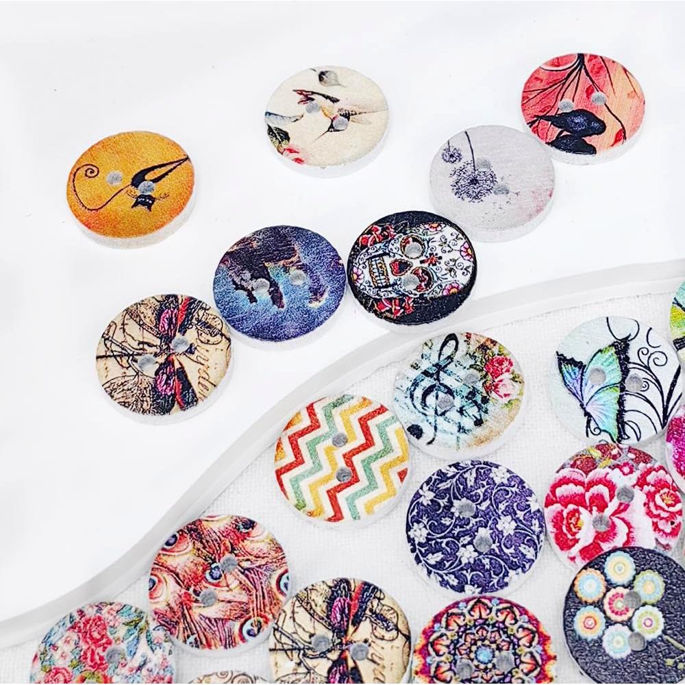 Botones de Madera Libiline 100pcs 15mm Multicolor