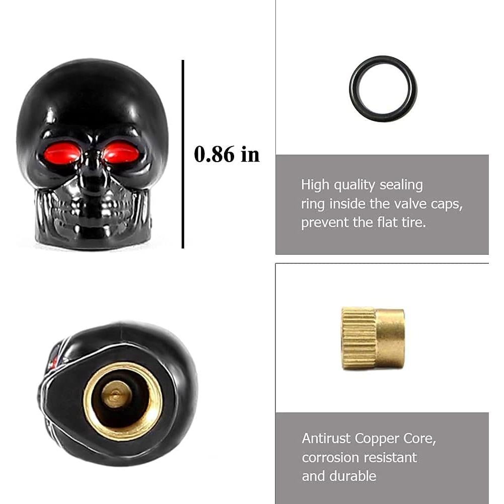 Tapa de Válvula Neumático Dsycar Calavera Cobre 4 Pcs