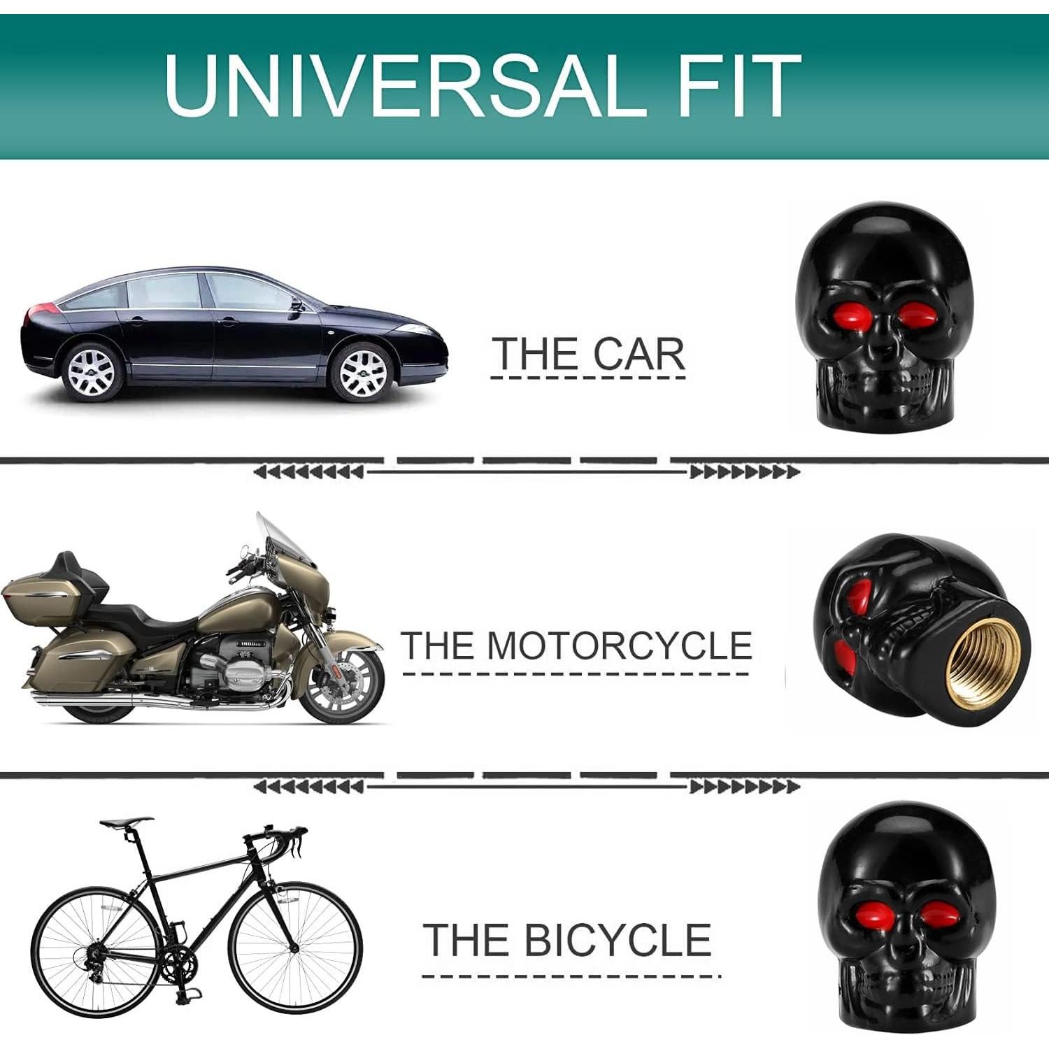 Tapa de Válvula Neumático Dsycar Calavera Cobre 4 Pcs