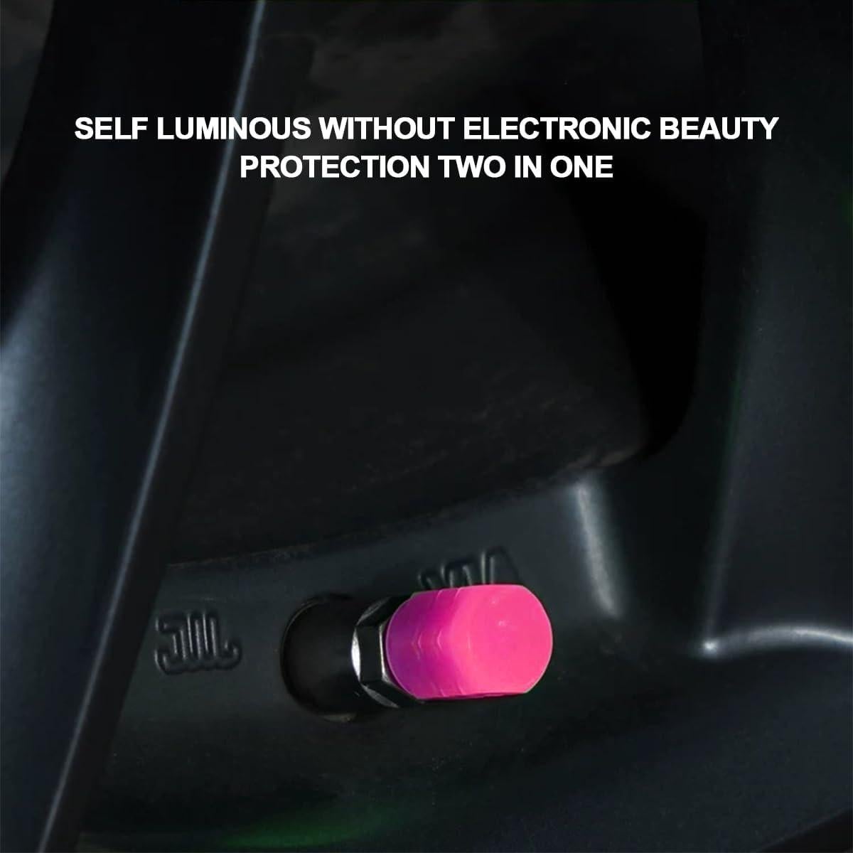 12 Tapones de Válvula de Neumático Sandfren Rosa Luminiscente
