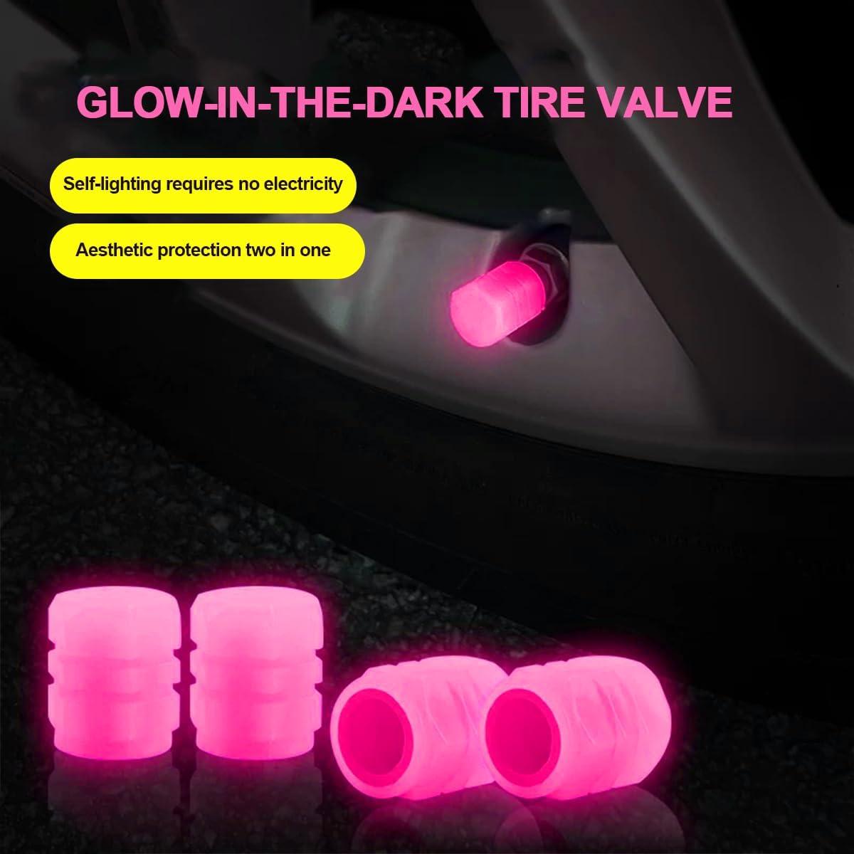 12 Tapones de Válvula de Neumático Sandfren Rosa Luminiscente