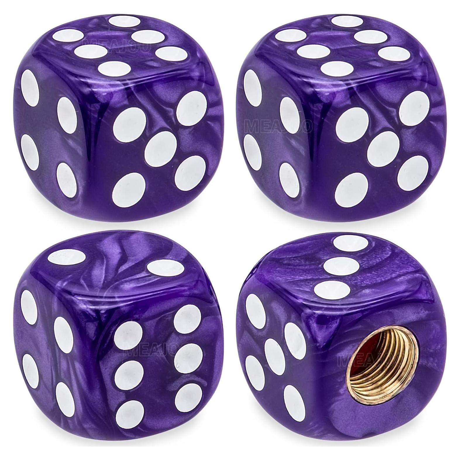 4 Tapas de Válvula de Neumático MEAJOO Patrón de Perlas Púrpura