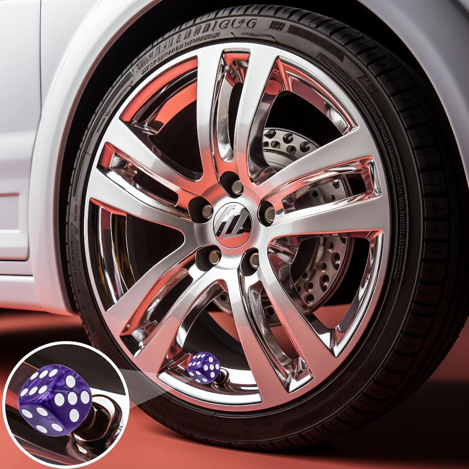 4 Tapas de Válvula de Neumático MEAJOO Patrón de Perlas Púrpura