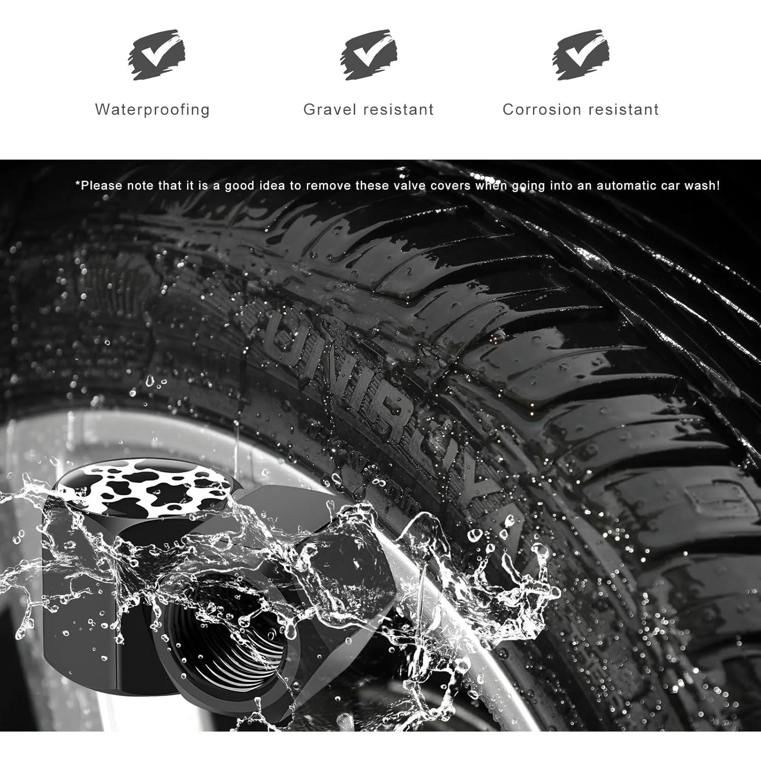 4 Tapones de Válvula de Neumático NYTKL Aluminio Estilo Vaca