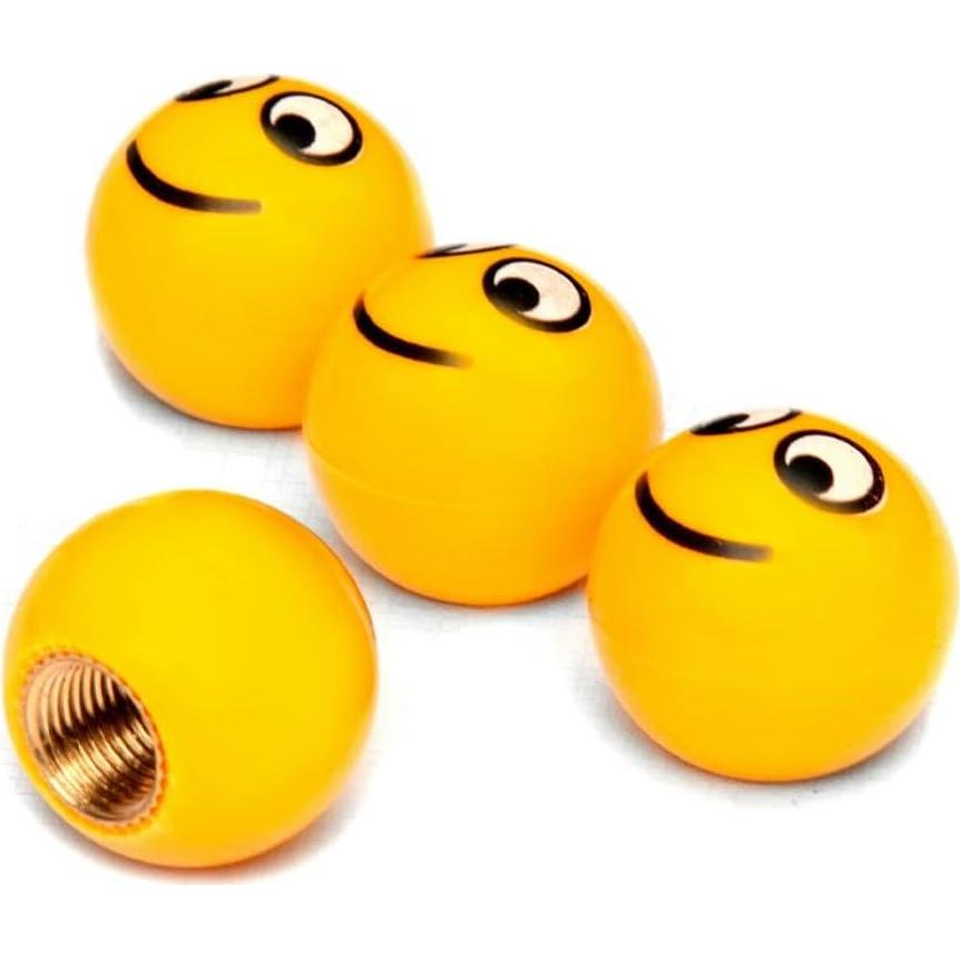Tapa de Válvula de Aire SaiDian 4 Pcs Carita Sonriente Amarillo