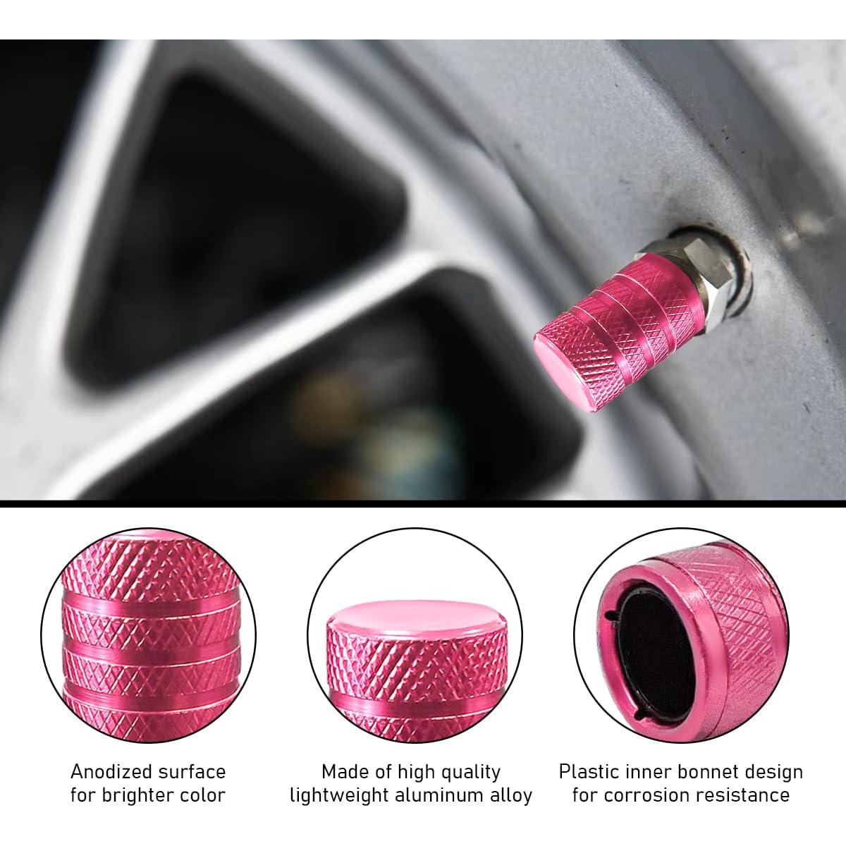 5 Tapones de Válvula de Neumático de Coche Povtii Rosa