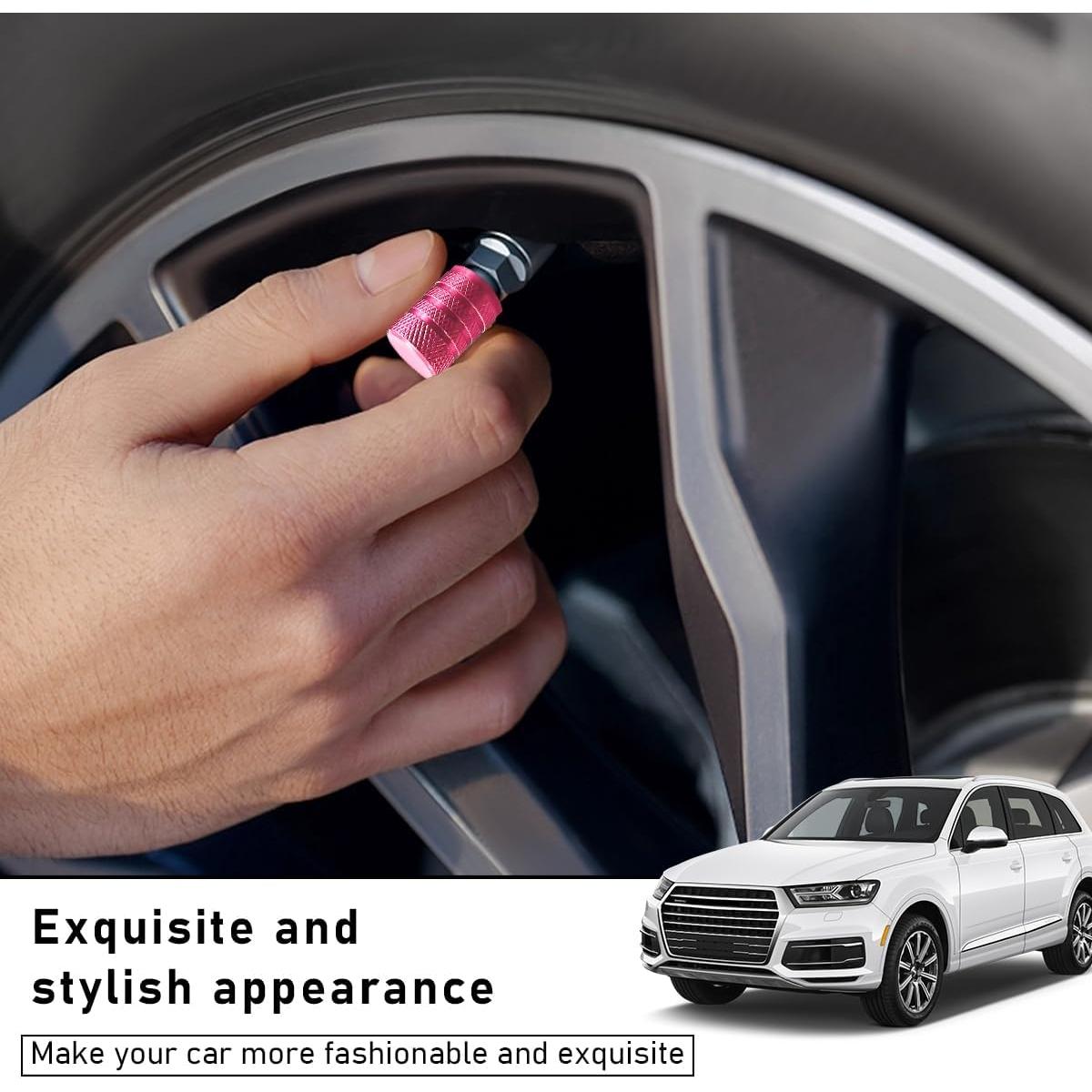5 Tapones de Válvula de Neumático de Coche Povtii Rosa
