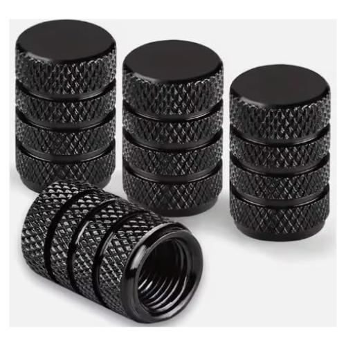Tapas de Válvula de Neumático Universales Derlige, Aluminio Negro, 4 Pcs