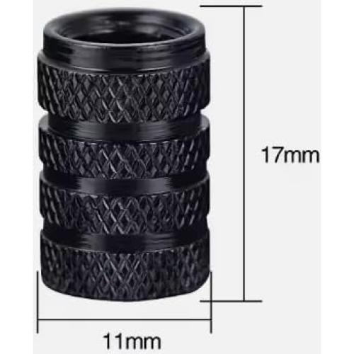 Tapas de Válvula de Neumático Universales Derlige, Aluminio Negro, 4 Pcs