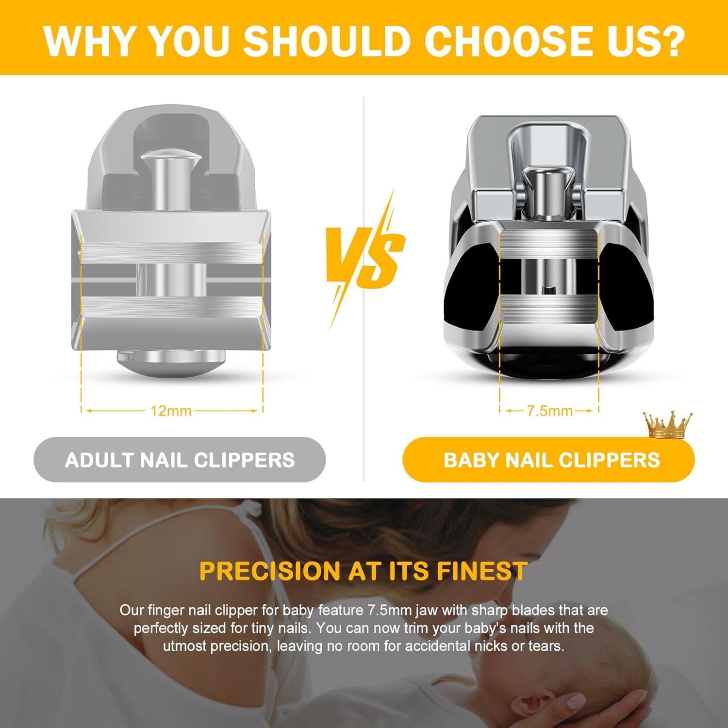 Cortauñas para Bebés BEZOX - Acero Inoxidable Plata