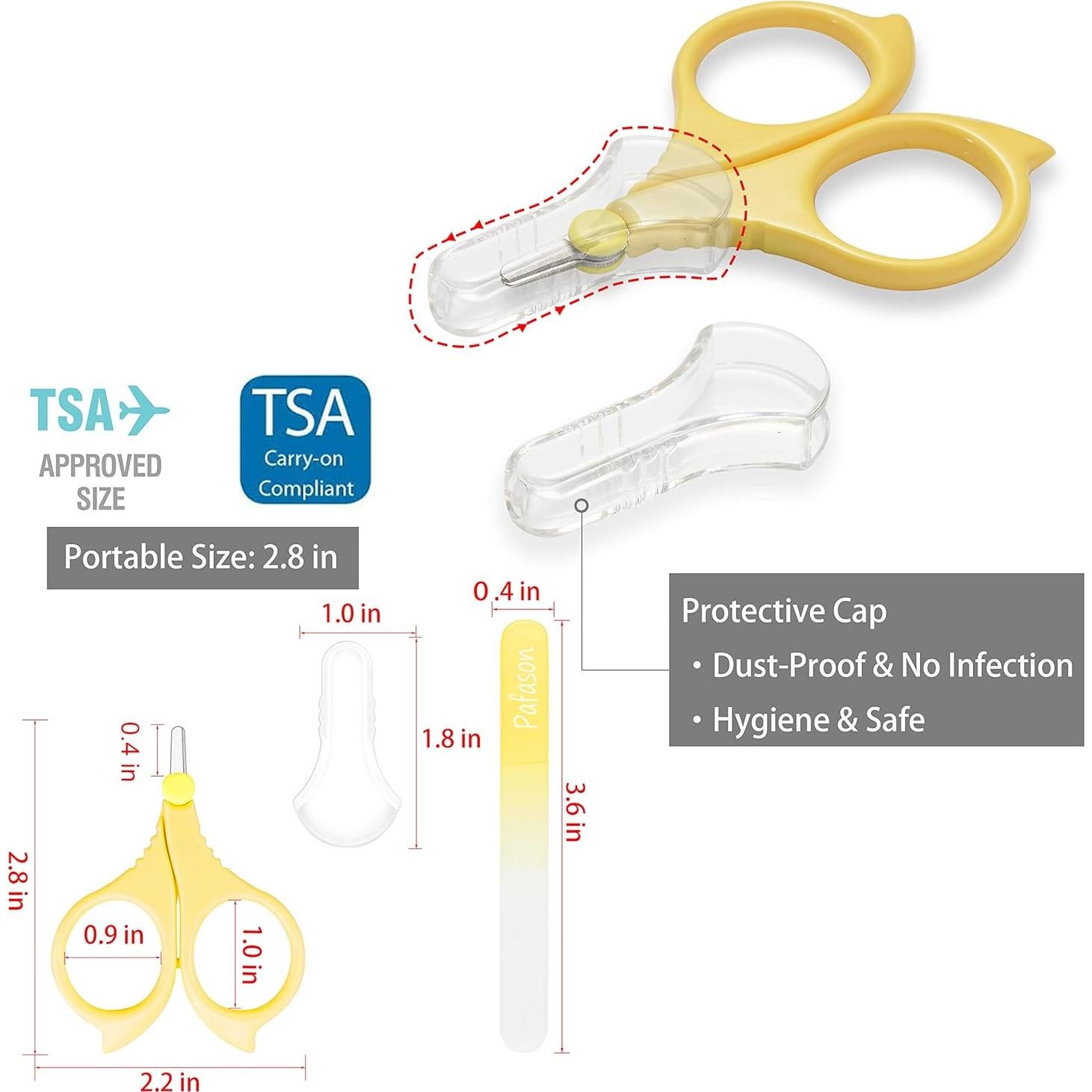Conjunto de Tijeras de Uñas Pafason para Bebés con Lima de Vidrio