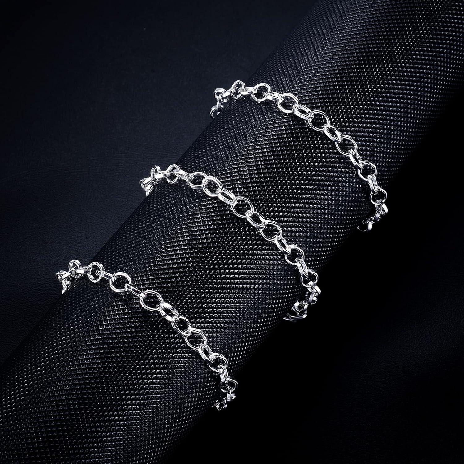 12 Pulseras de Cadena Plateda de Plata Housweety 20cm