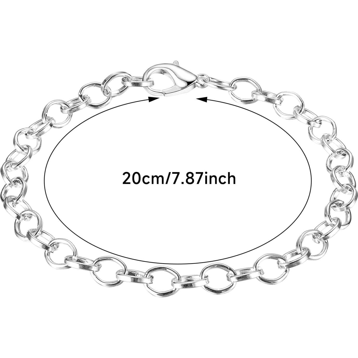 12 Pulseras de Cadena Plateda de Plata Housweety 20cm