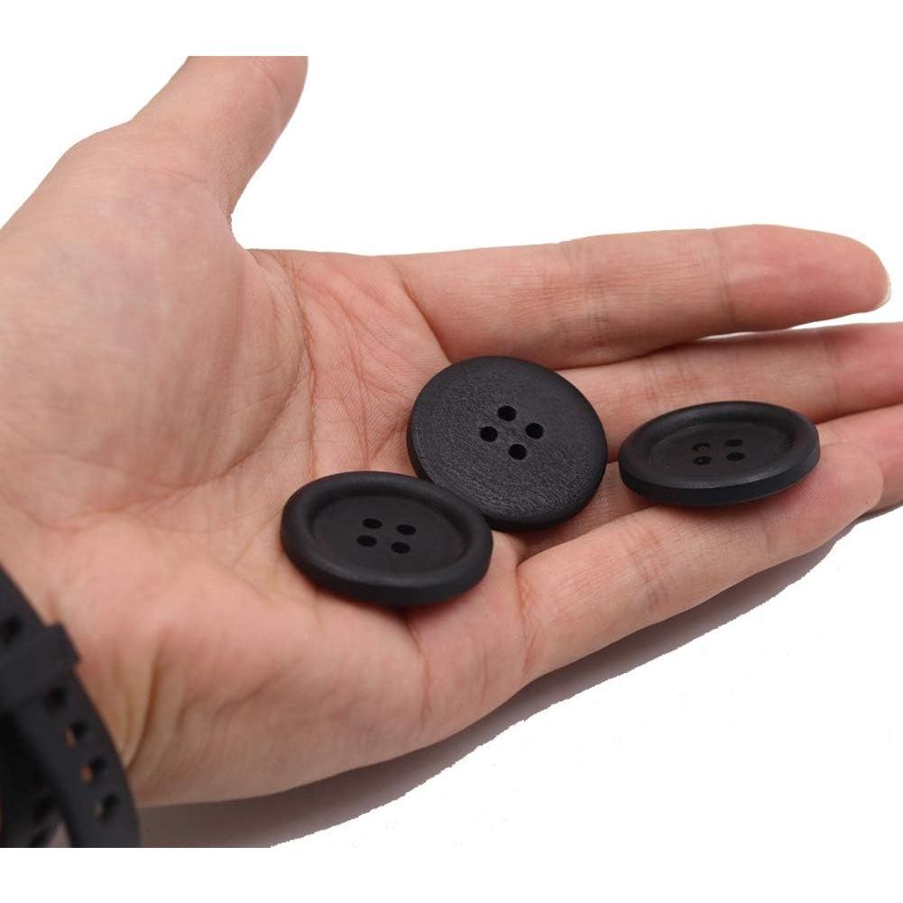 Paquete de 40 Botones Grandes de Madera Negros 30mm Mahaohao