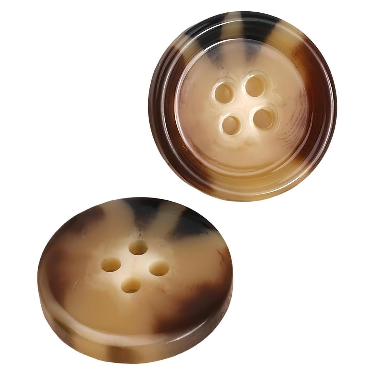 20 Botones Redondos de Resina Vingol 25mm 4 Agujeros Marrón