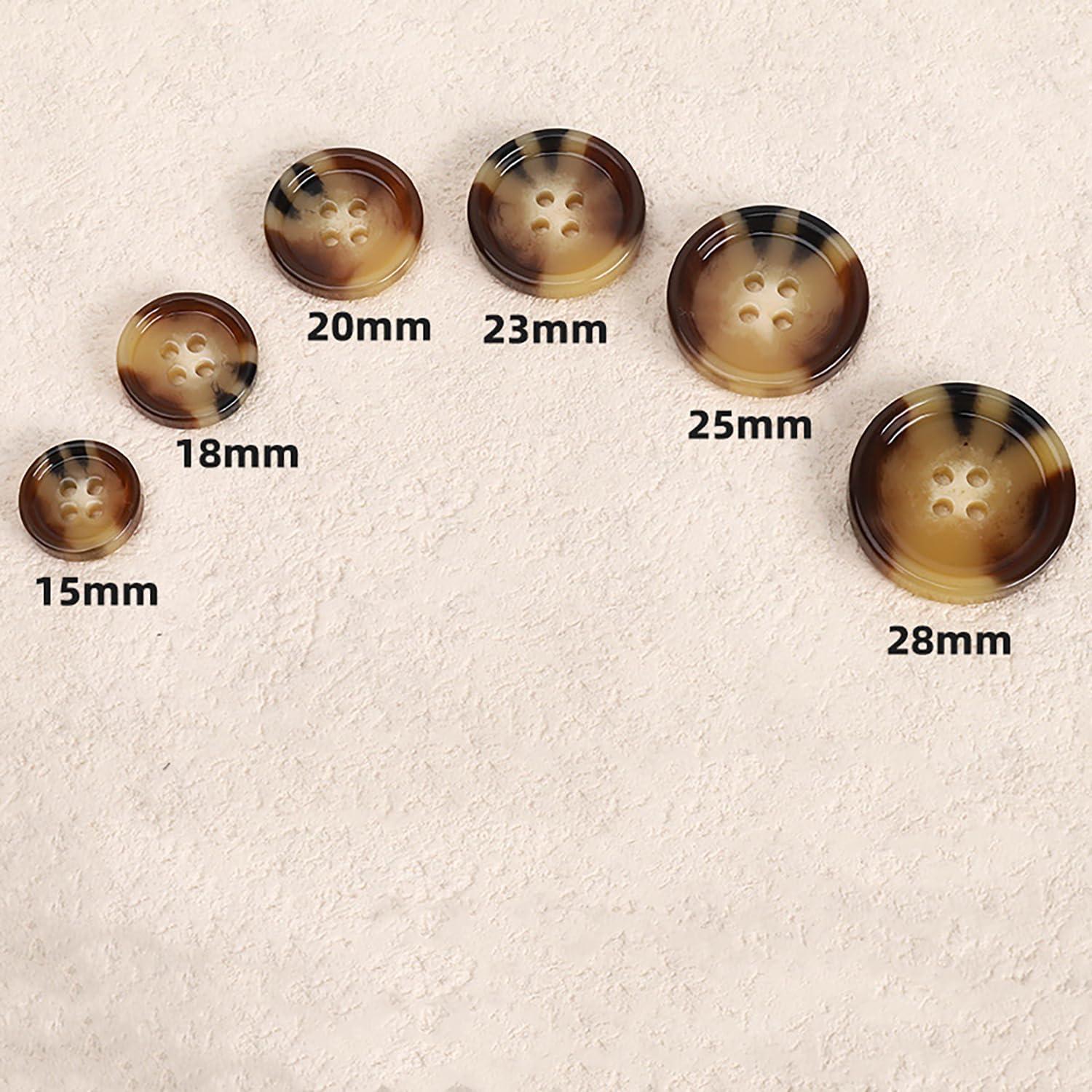 20 Botones Redondos de Resina Vingol 25mm 4 Agujeros Marrón