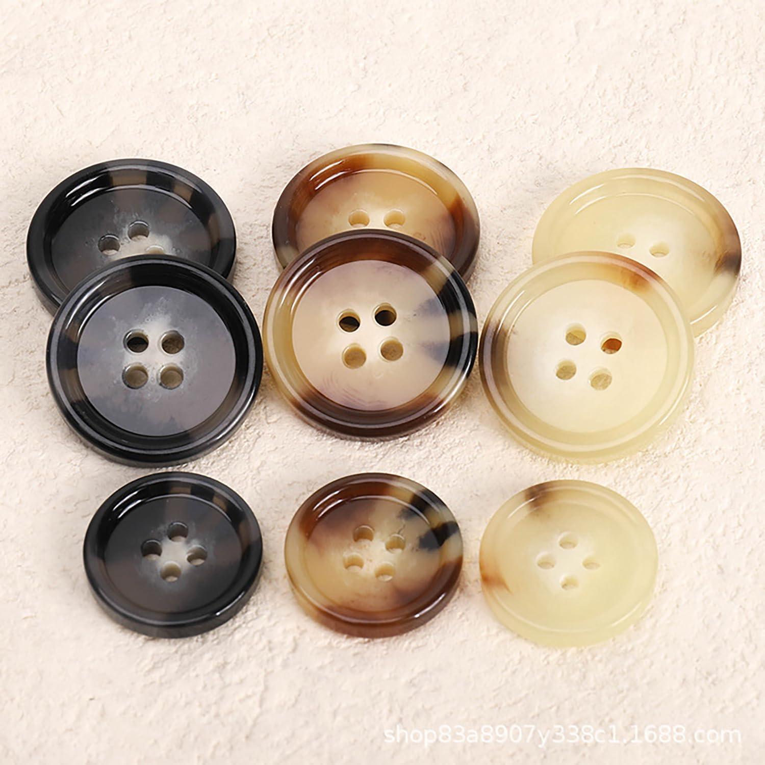 20 Botones Redondos de Resina Vingol 25mm 4 Agujeros Marrón