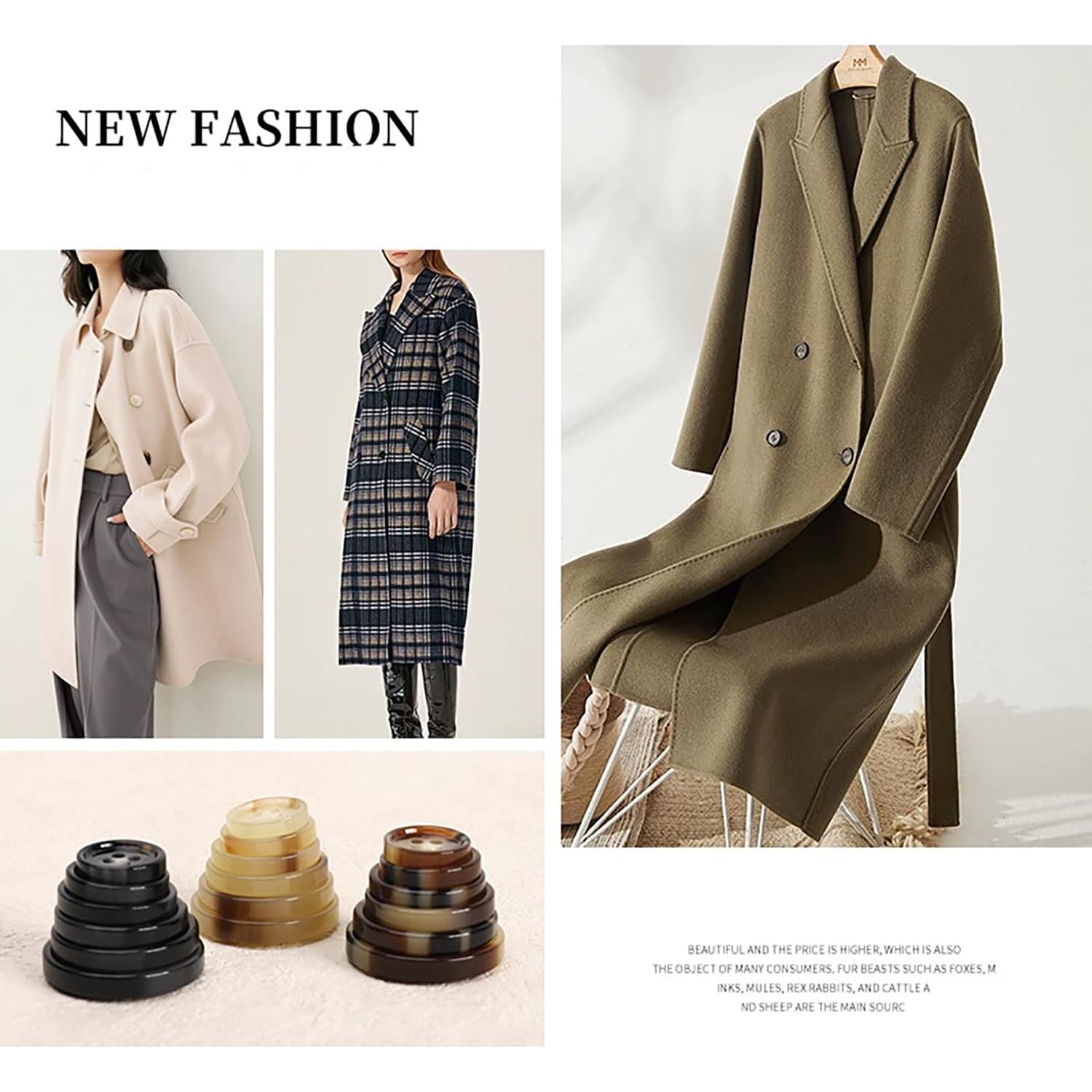 20 Botones Redondos de Resina Vingol 25mm 4 Agujeros Marrón