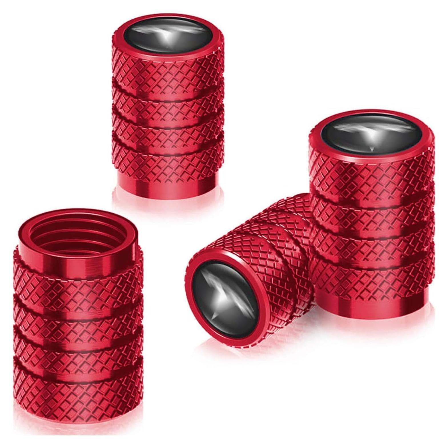 Car Tire Valve Stem Caps Compatible with Model 3, S, X, Y Accessories, Leakproof Corrosion Resistant Tire Valve Caps Compatible with Tesla Model Y Car Accessories, Red