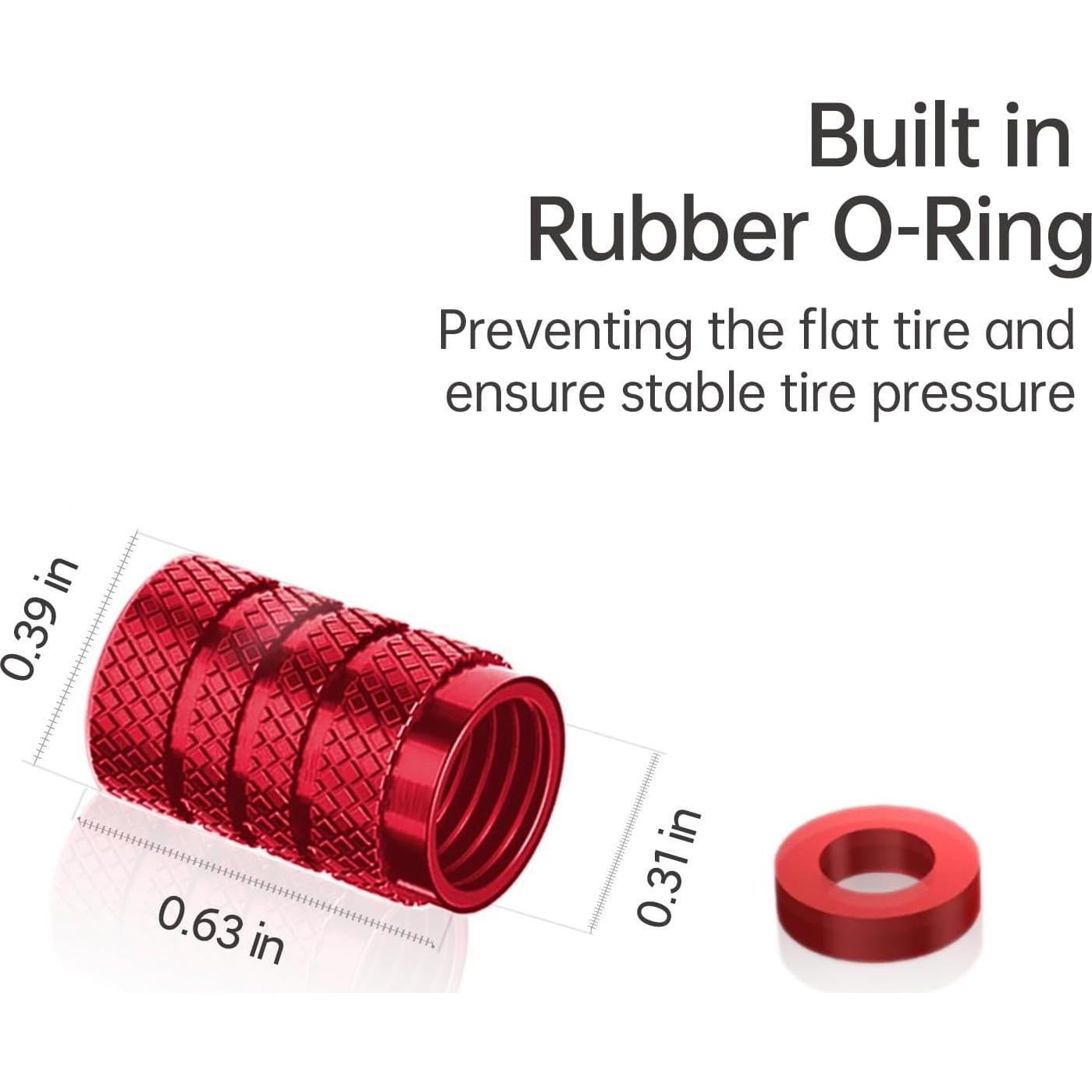 Car Tire Valve Stem Caps Compatible with Model 3, S, X, Y Accessories, Leakproof Corrosion Resistant Tire Valve Caps Compatible with Tesla Model Y Car Accessories, Red