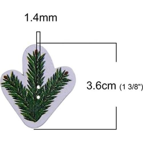 50 Botones de Madera KARMELLING Hoja 3.6cm x 3.2cm